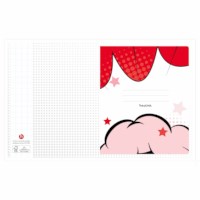 Schriften | Heutink | Cartoon rood/blauw serie 3 | Liniatuur ruit 10 mm | 25 stuks 