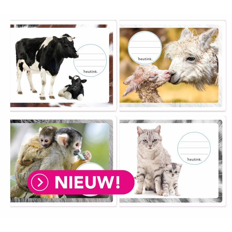 Schriften | Heutink | Dieren moeder + kind | Liniatuur 6-4-6 mm | 25 stuks 