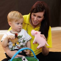 Stoffen mand met knuffel boerderijdieren