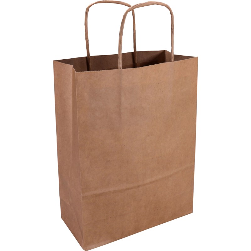 Draagtas | Bruin | Kraftpapier | 32/12 x 41 cm | Gedraaid papieren koord | Per 100