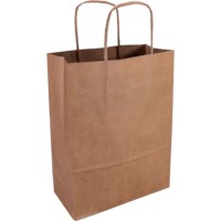Draagtas | Bruin | Kraftpapier | 32/12 x 41 cm | Gedraaid papieren koord | Per 100