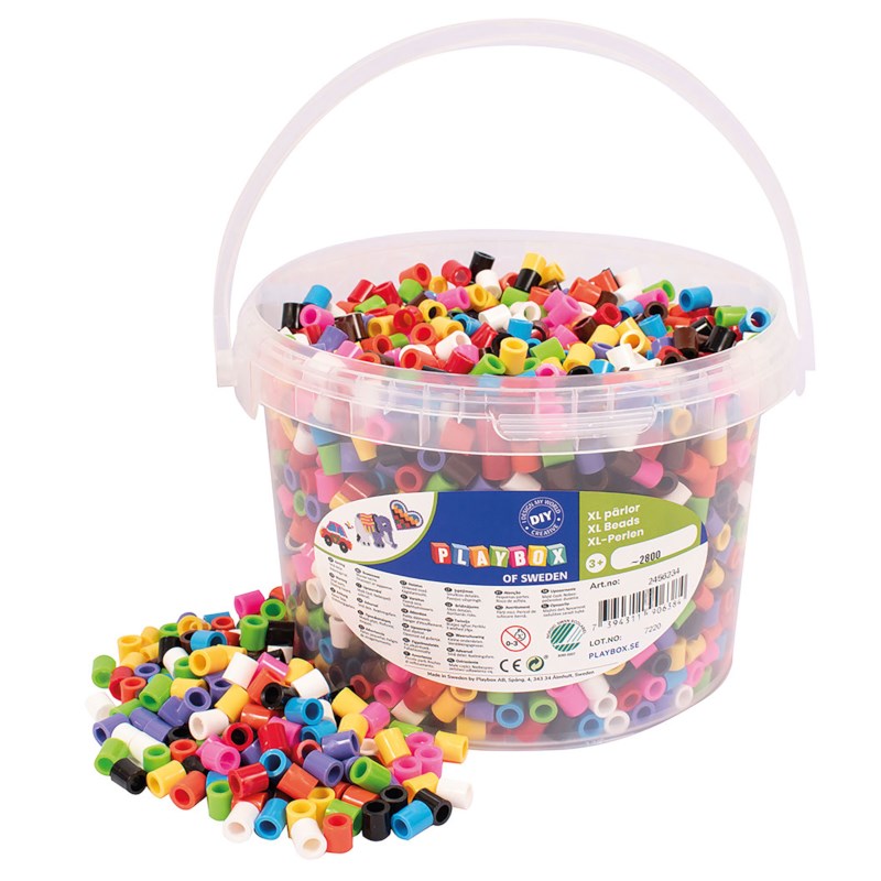 Strijkkralen maxi in emmer | Playbox | Assorti | 2800 stuks