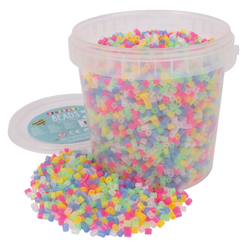 Strijkkralen transparant neon | Playbox | Assorti | 10000 stuks