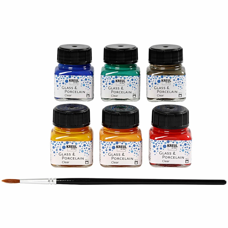 Glasverf  Porseleinverf | Transparant | Kreul | 20 ml | 6 stuks
