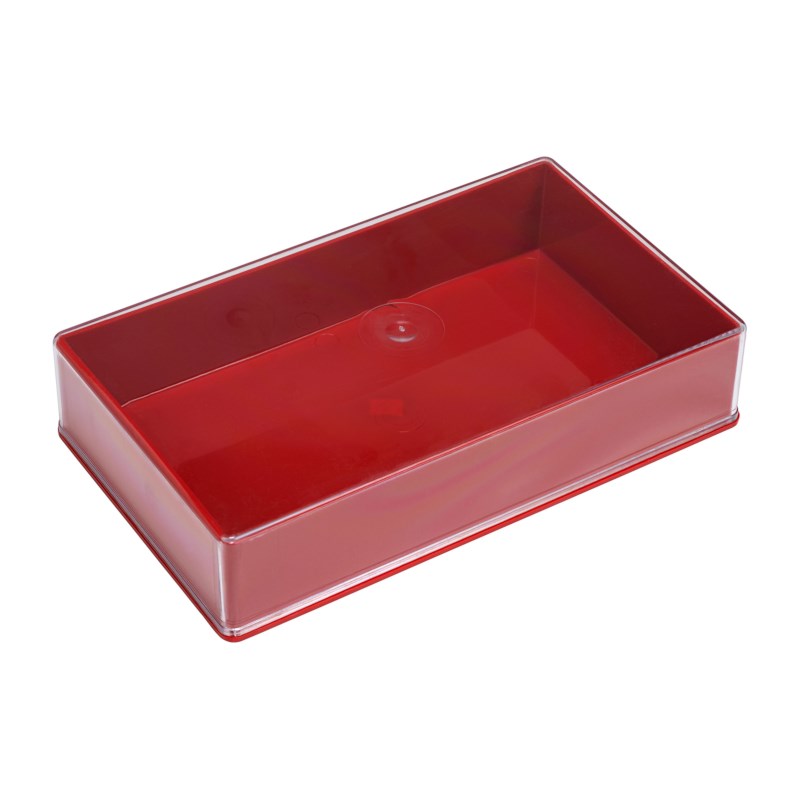 Bewaardoos rood - transparant deksel | Opberger | 175 x 101 x 34 mm