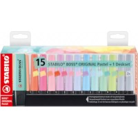 Markeerstift | STABILO | BOSS ORIGINAL | Dekset 15 pastel kleuren