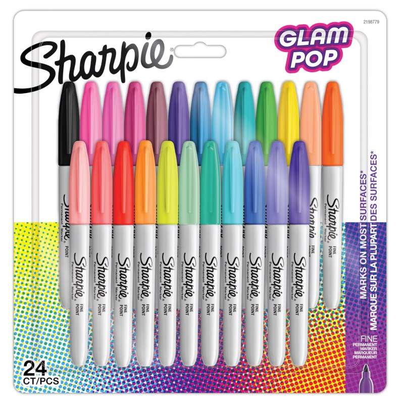 Marker permanent | Sharpie |  Glam pop | Fijne punt | 24 kleuren