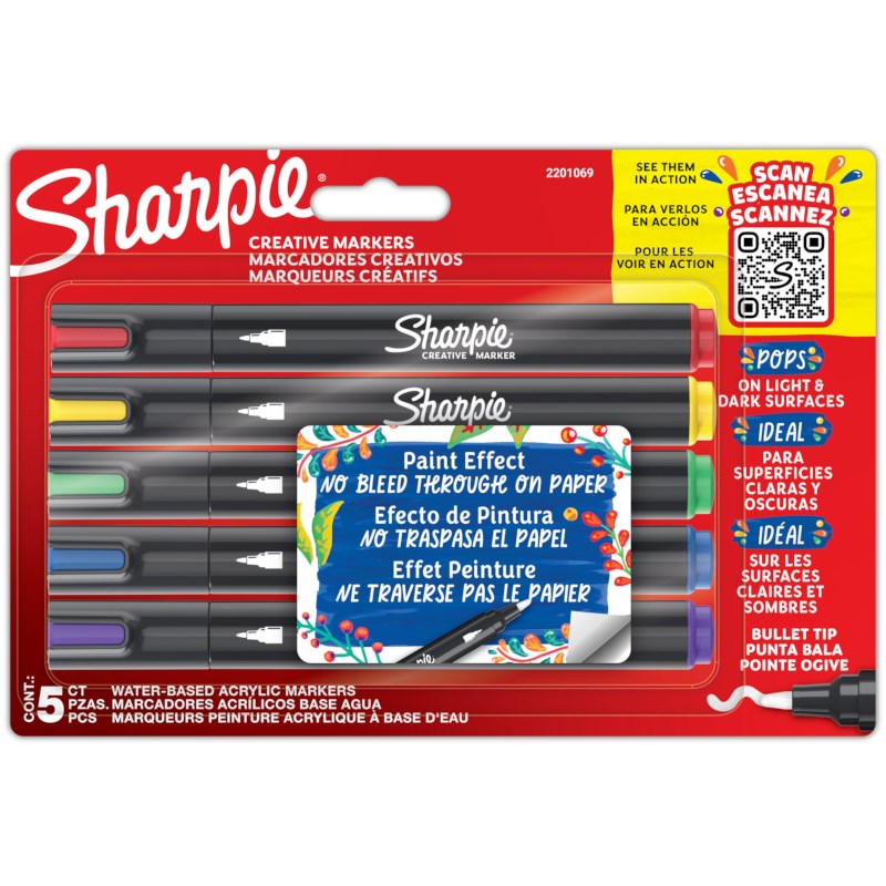 Verfstiften | Sharpie | Ronde punt | Assorti | 5 stuks