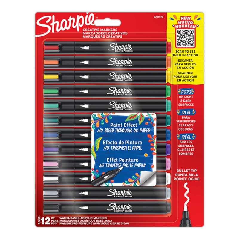 Verfstiften | Sharpie | Ronde punt | Assorti | 12 stuks