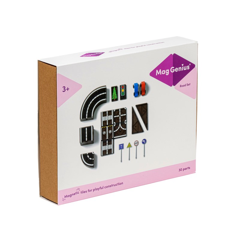 Wegdelen voor magnetische bouwblokken | MagGenius | 30-delig