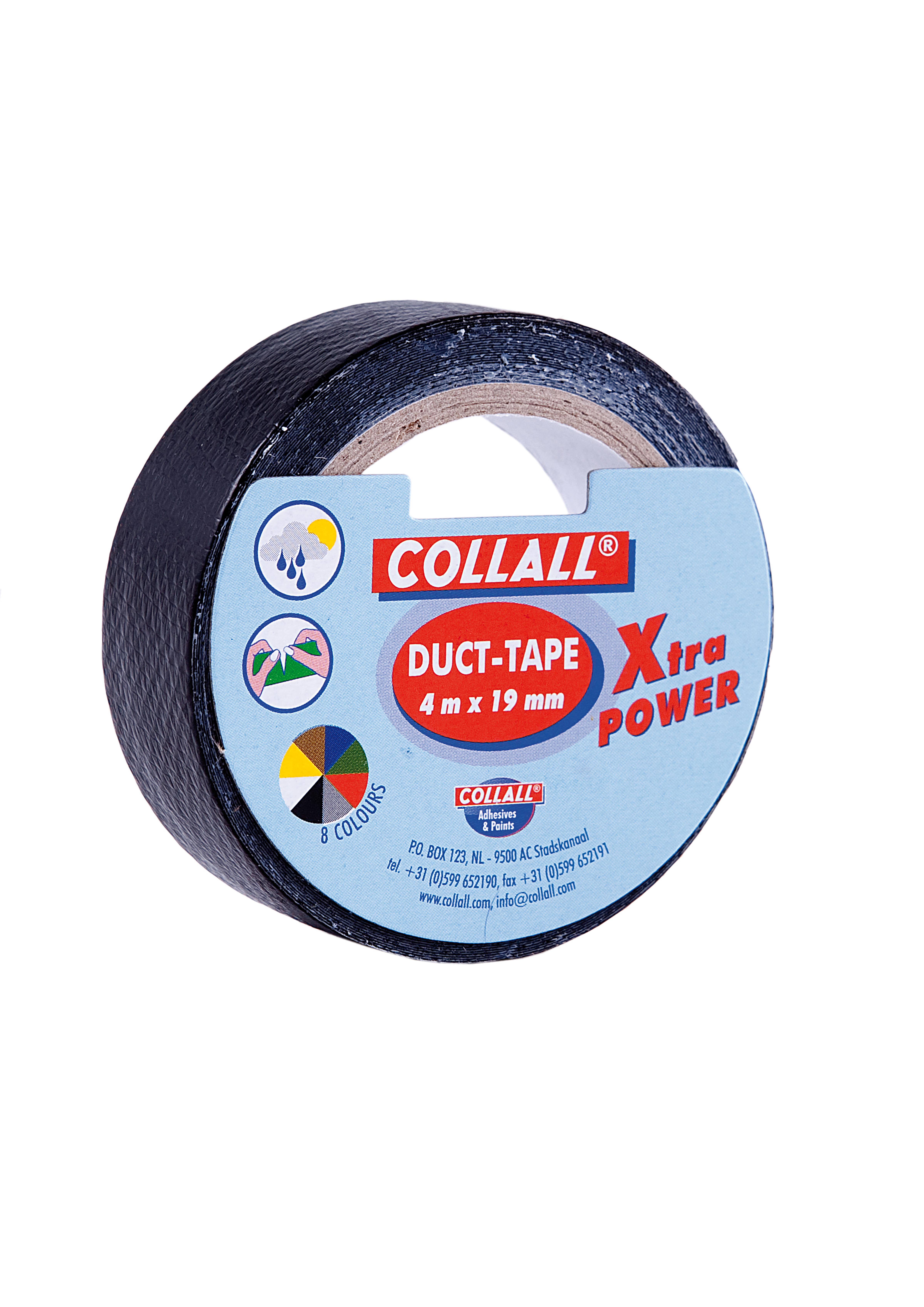 Modurio 4 stuks weefseltape, zwart, 15 m x 19 mm, textieltape