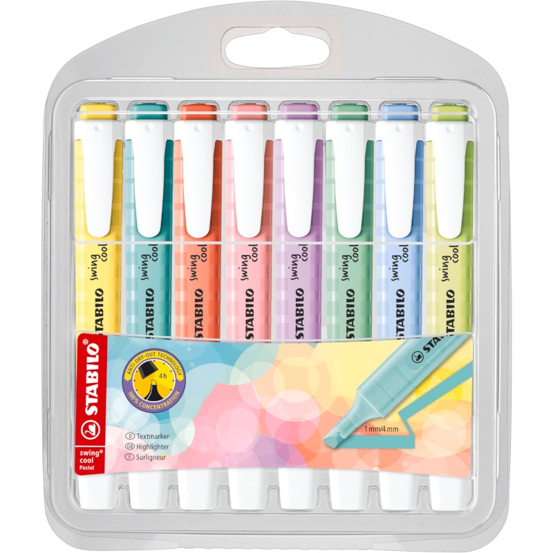 Markeerstift | STABILO | swing cool Pastel | Etui 8 kleuren - set 1