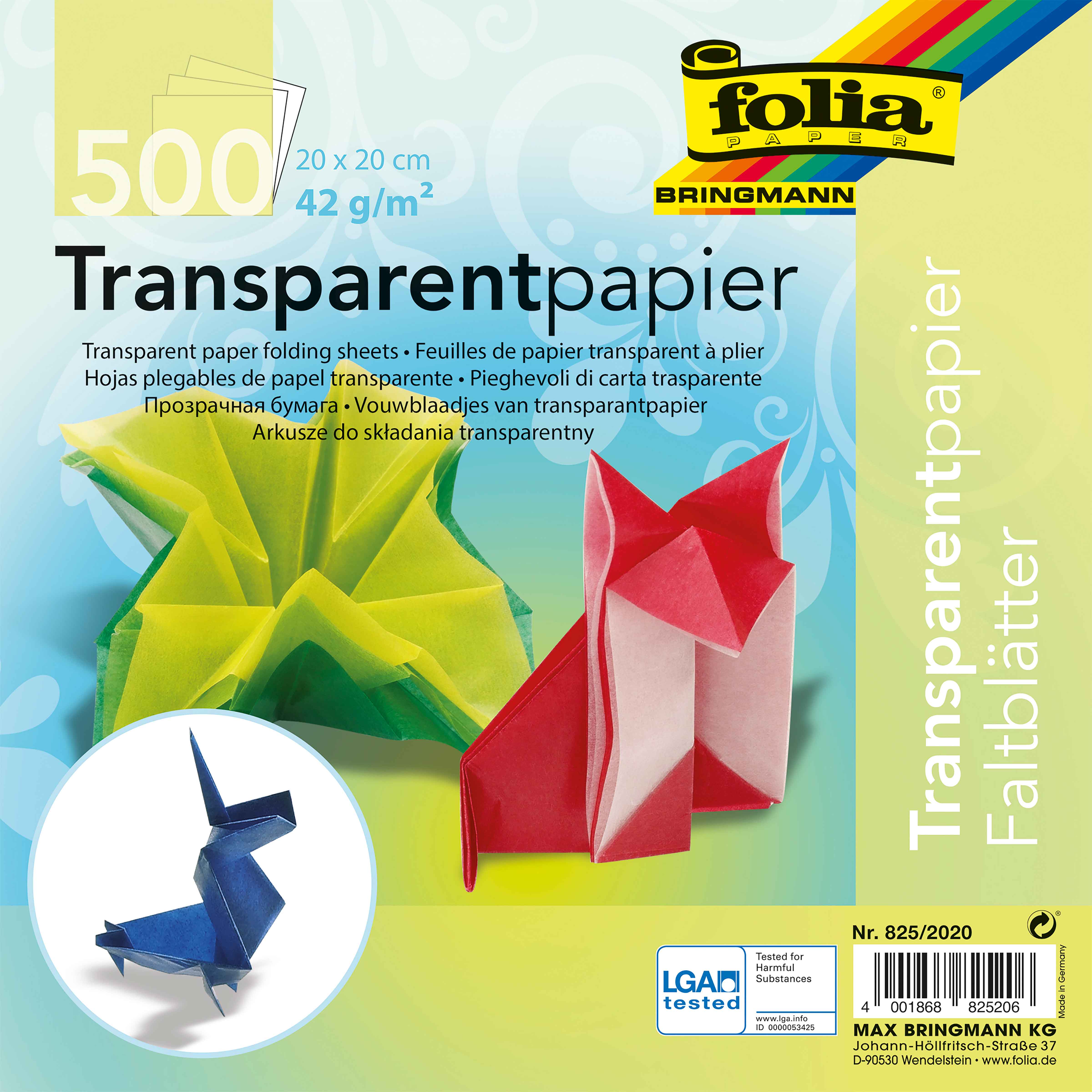 folia 499/2020 - vouwblaadjes Duocolor, 20 x 20 cm, 80 g/m², 50 vellen gesorteerd in 10 op elkaar afgestemde voor- en achterkant - ideaal voor prachtige vouwfiguren en -vormen