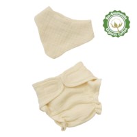 Katoenen luier en slabber | Voor poppen van 32 en 38 cm