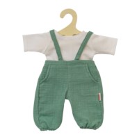 Tuinbroek en shirt groen/wit | Voor poppen van 32 en 38 cm