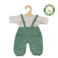 Tuinbroek en shirt groen/wit | Voor poppen van 32 en 38 cm