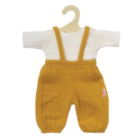 Tuinbroek en shirt geel/wit | Voor poppen van 32 en 38 cm