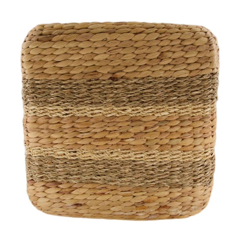 Poef Zeegras | Donker natural | Vierkant | 37 x 37 x 37 cm