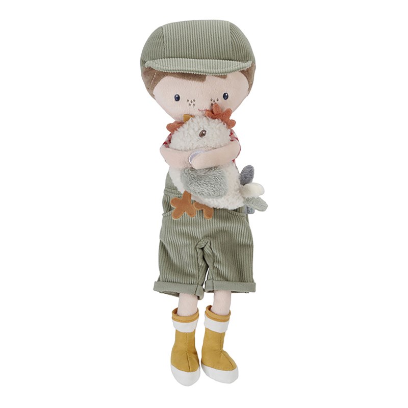 Knuffelpop boer Jim met kip | Little Dutch | Little farm