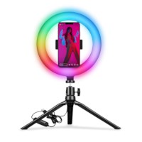 Selfie ringlamp | Met klein statief | Kleur