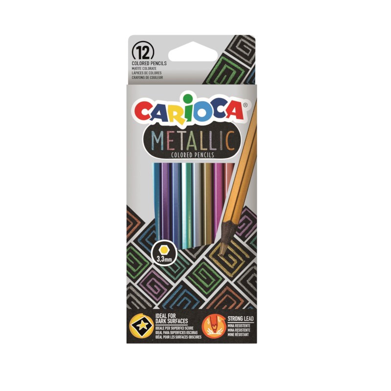 Kleurpotloden | Carioca | dun metallic | Assorti | 12 stuks