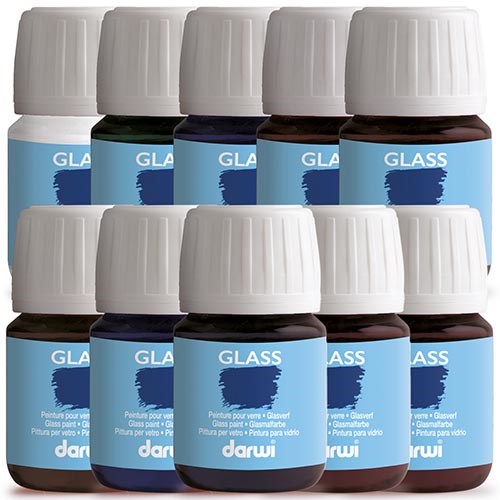 Glasverf | Darwi Glass | 30 ml | Set 10 Stuk | Assorti