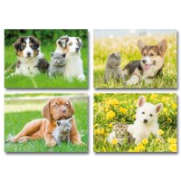 Ansichtkaart | Honden met poesjes | Serie 4512