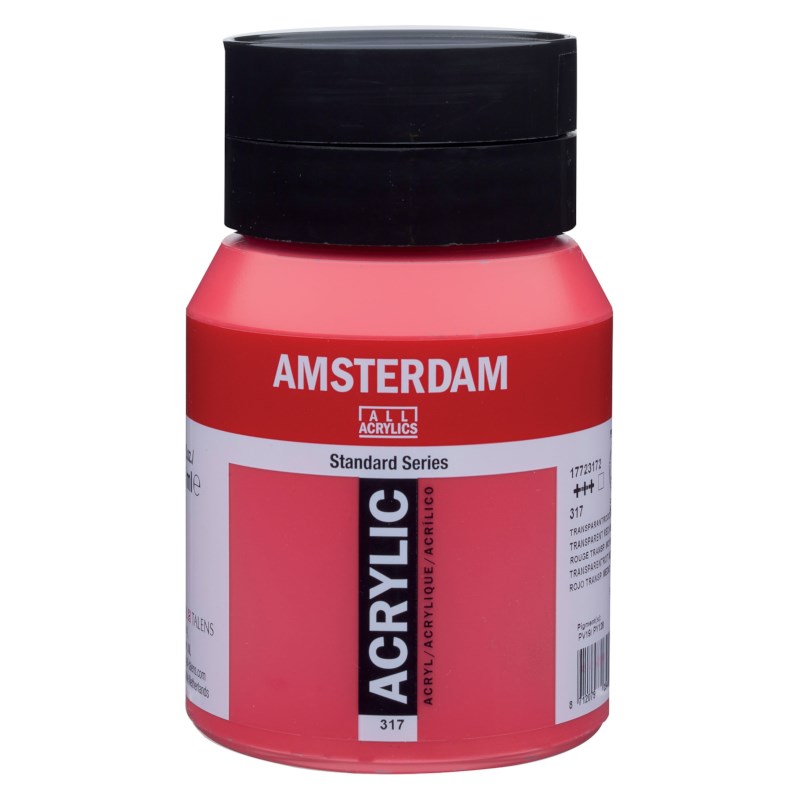 Acrylverf | Amsterdam standard | Transparantrood middel 317 | 500 ml