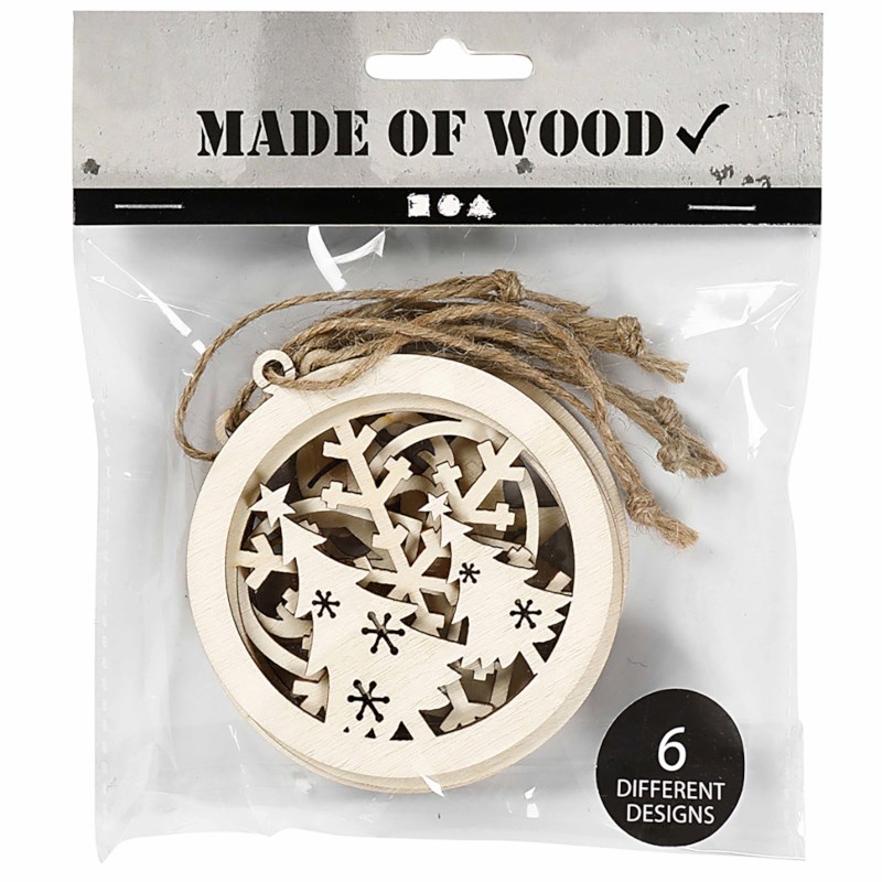 Ornamenten |kerst  Triplex | 6 stuks