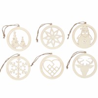 Ornamenten |kerst  Triplex | 6 stuks