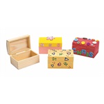 Sixfolo Houten kisten, klein, 10 x 10 x 5 cm, 6 stuks, mini-schatkist met deksel, houten kist om te knutselen en te beschilderen, voor doe-het-zelf decoratie en opslag