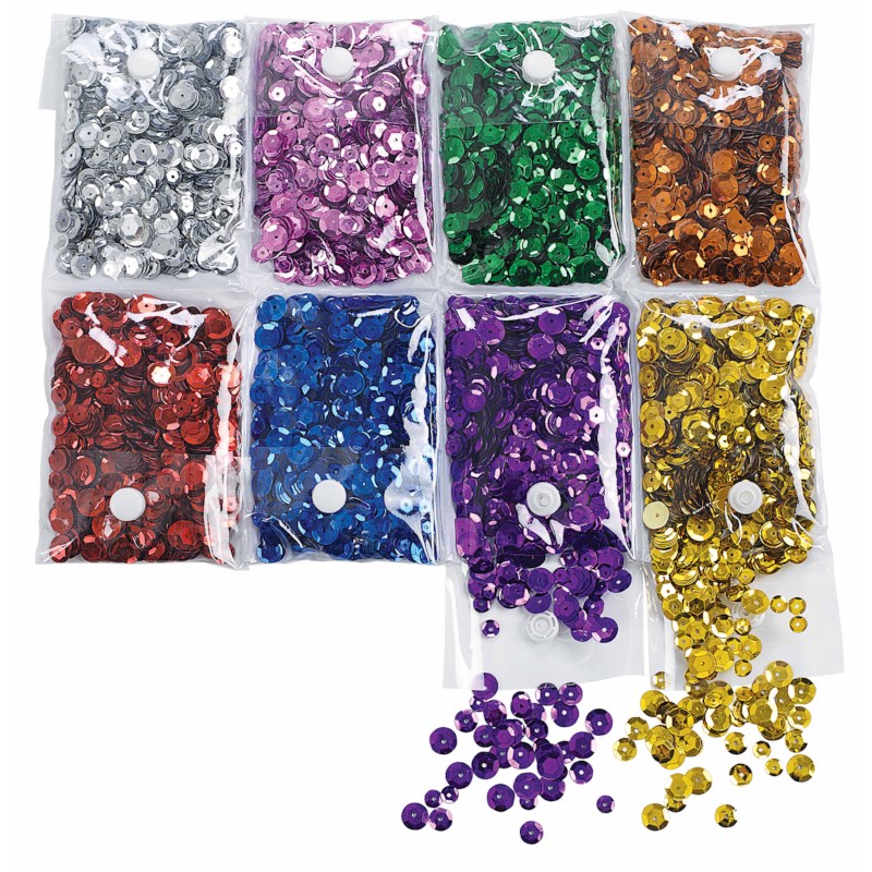 Pailletten | Assortiment 8 kleuren | 6-10 mm | 240 gram