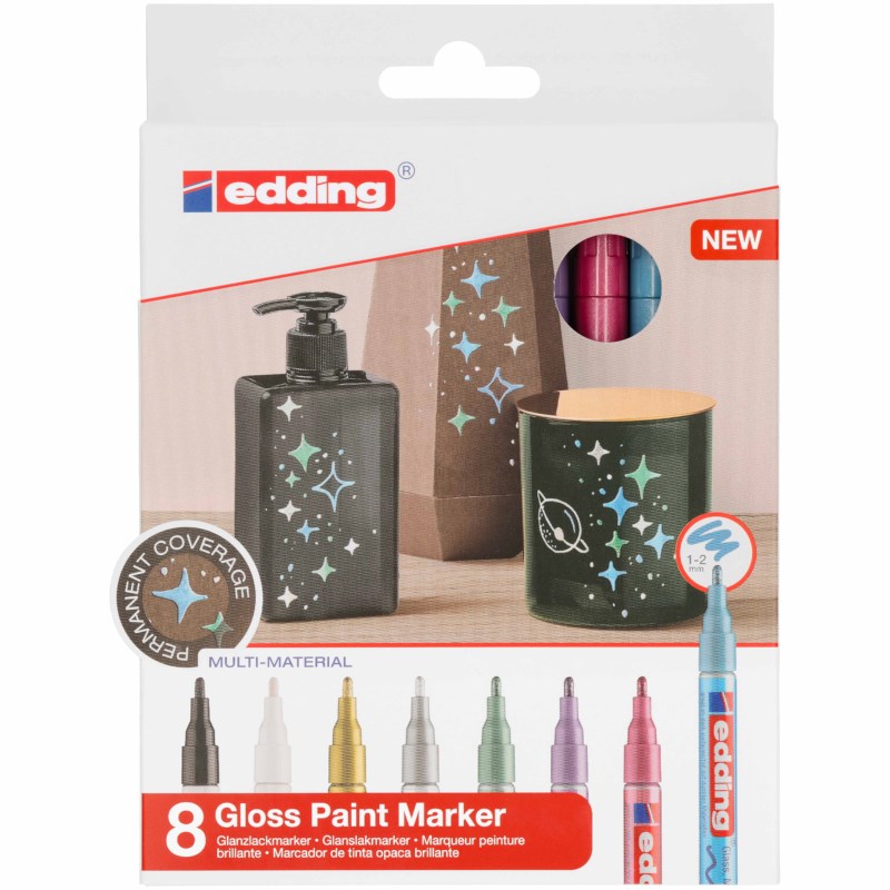 Glanslakmarker | Edding 751 | Metallic | 8 stuks 