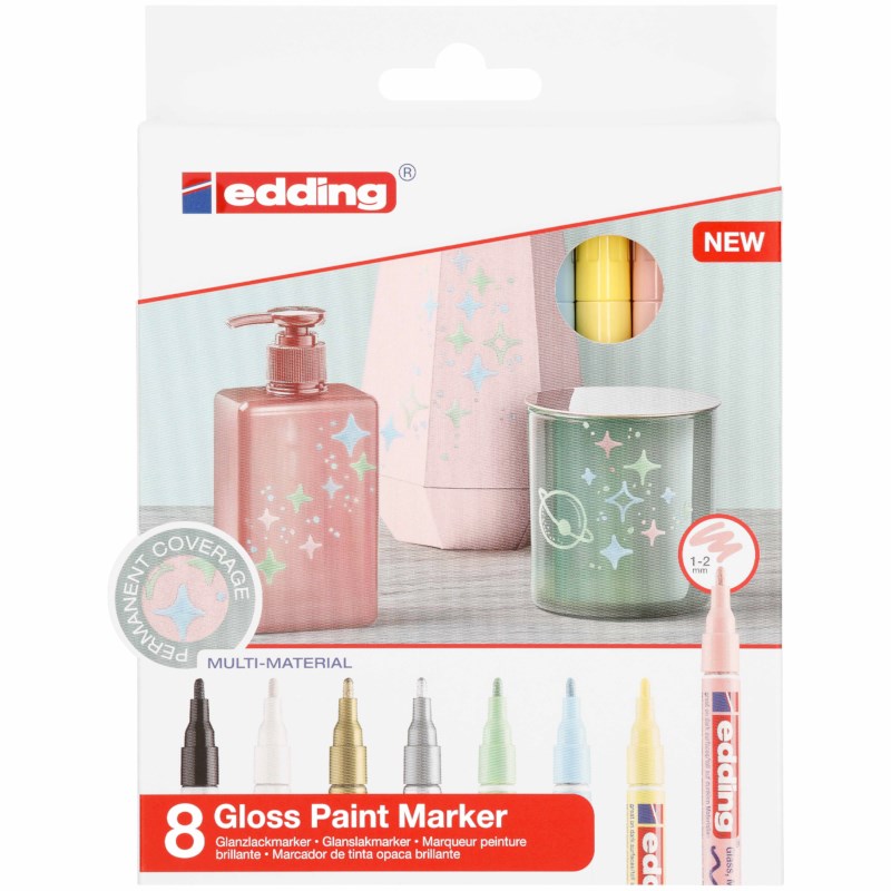 Glanslakmarker | Edding 751 | Pastel | 8 stuks 