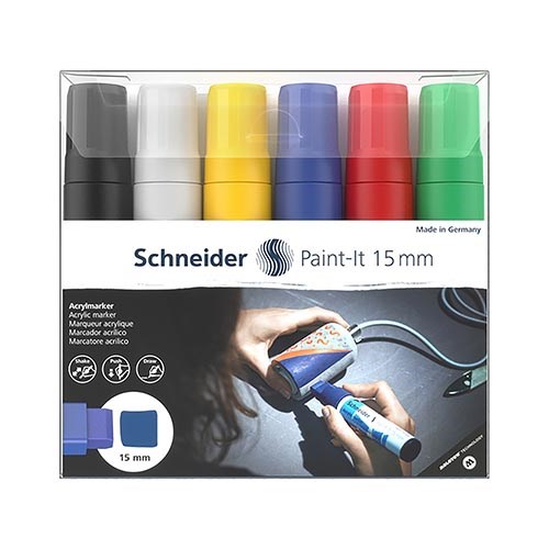Acryl marker | Schneider Paint-It 330 | Punt 15 mm | 6 special kleuren