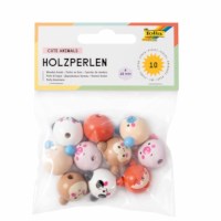 Kralen hout | bedrukt | Dierenkoppen | Folia | 10 stuks