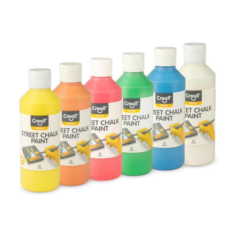 Stoepkrijtverf | Creall street paint | Assorti | 250 ml | 6 stuks