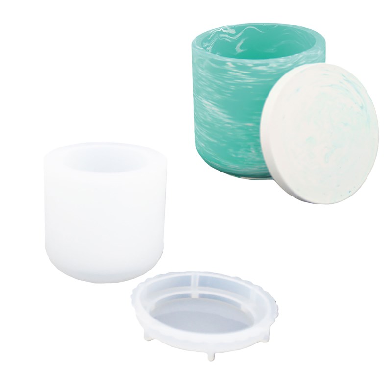 Siliconen gietvorm | Jesmonite | Pot met deksel glad | 8 x 7.7 cm