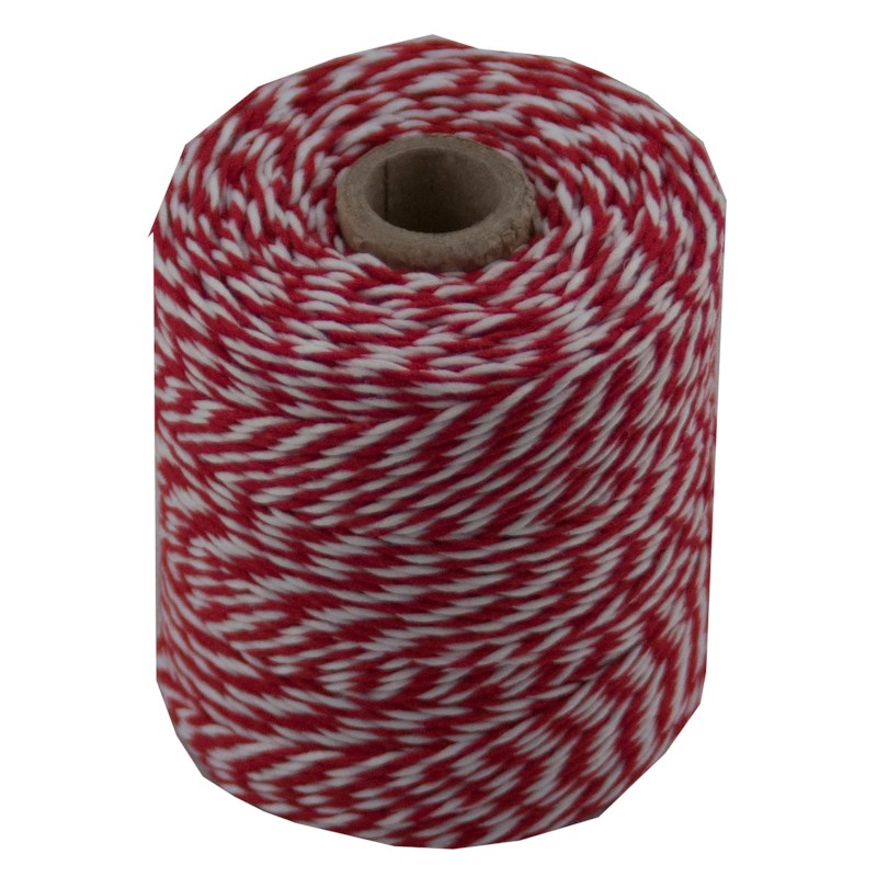 Touw katoen | Ledent | 125 meter | Wit/rood