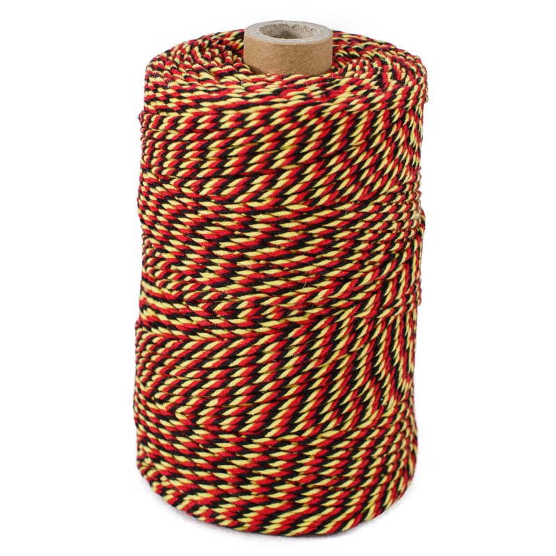Touw katoen | Ledent | 150 meter | Geel/Rood/Zwart