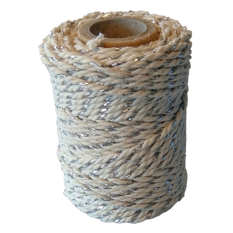 Touw katoen | Ledent | 20 meter | Zilver / Ecru