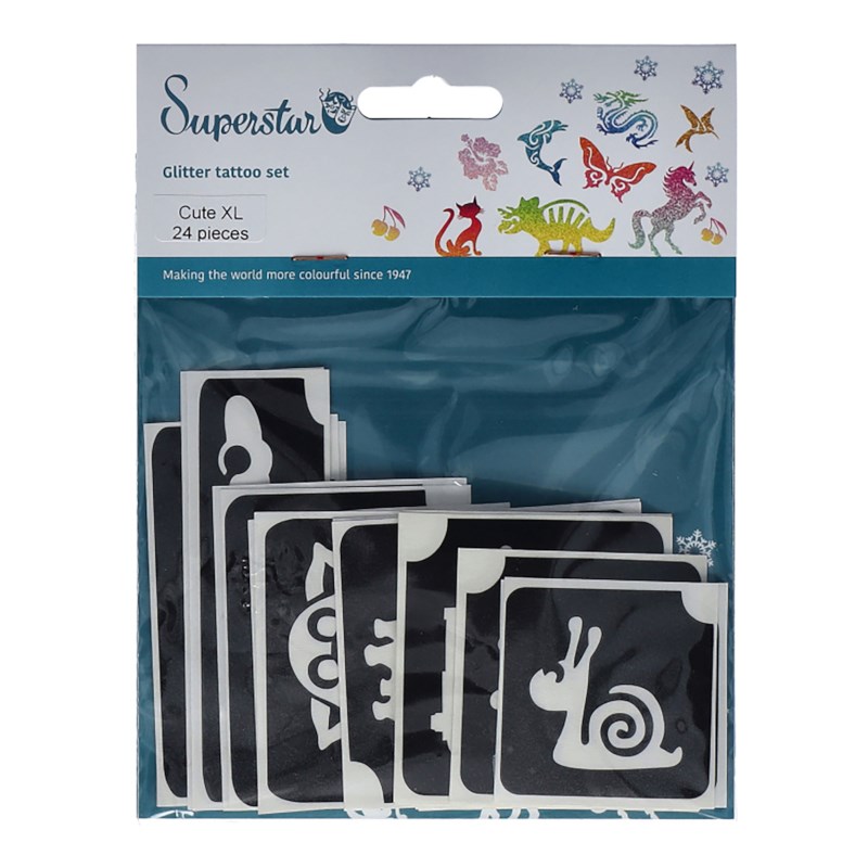 Schmink sjablonen | Glitter tattoo | Superstar | Cute | 24 stuks