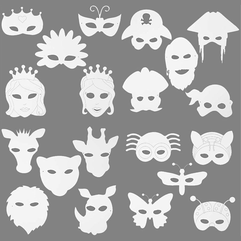 Maskers | Groot assortiment | Wit | 64 stuks