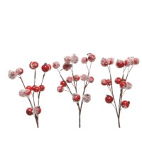 Kerst decoratie | Tak met besjes | Rood | 3 stuks