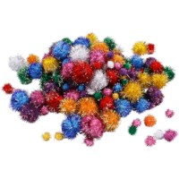 Pompons | Glitter | Assorti | 15-40 mm | 300 gram