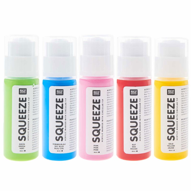 Squeeze marker | Rico design | Regenboog | 5 x 60 ml