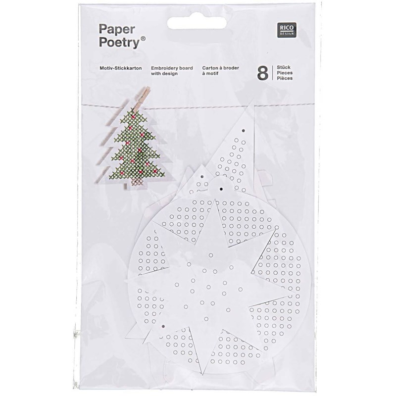 Borduurkaarten | Rico design | Kerst | 8 stuks