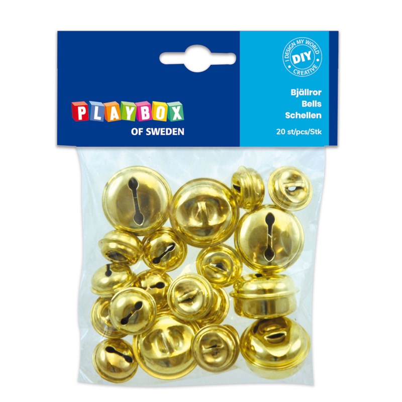 Belletjes | Playbox | Goud | 20 en 30 mm | 20 stuks