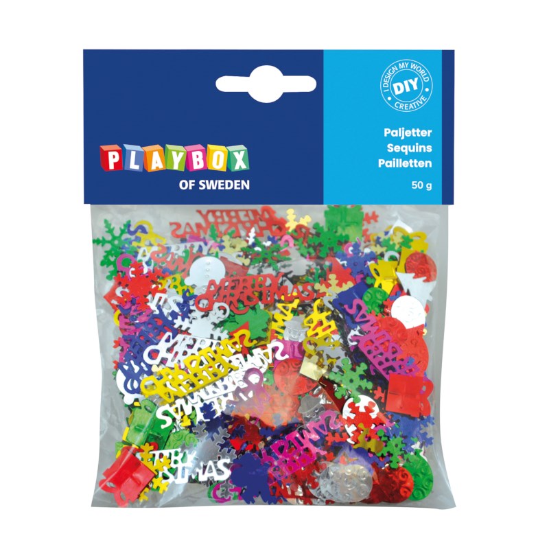 Pailletten | Kerst | Playbox | Assortiment | 50 gram