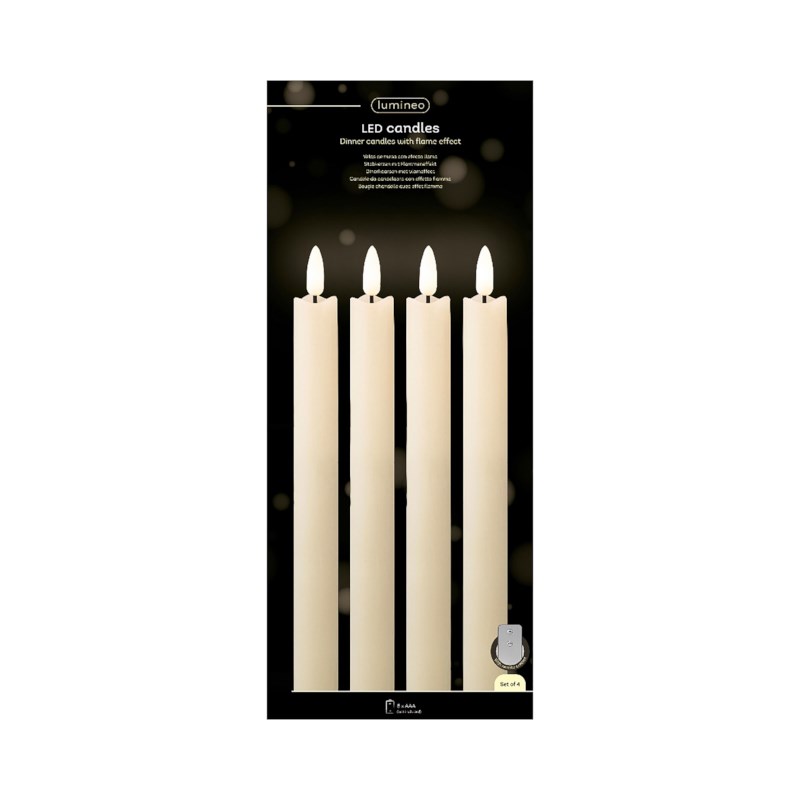 LED kaars | Lumineo | Warm wit | 24 cm | 4 stuks